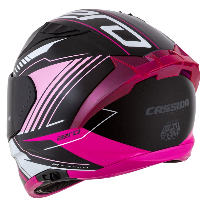 Cassida Aero Drome zárt motoros sisak fekete-rózsaszín-fehér
