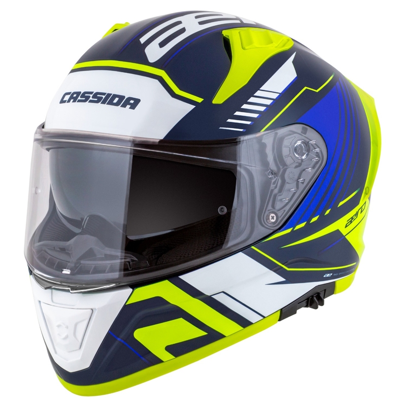 Cassida Aero Drome zárt motoros sisak kék-fluo sárga-világoskék-fehér