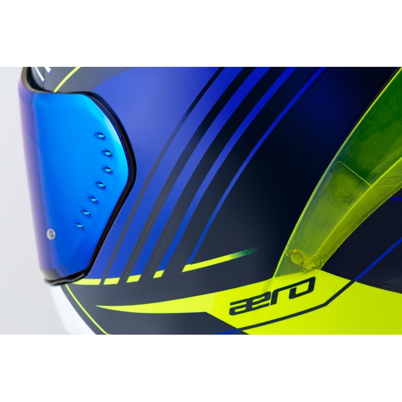 Cassida Aero Drome zárt motoros sisak kék-fluo sárga-világoskék-fehér