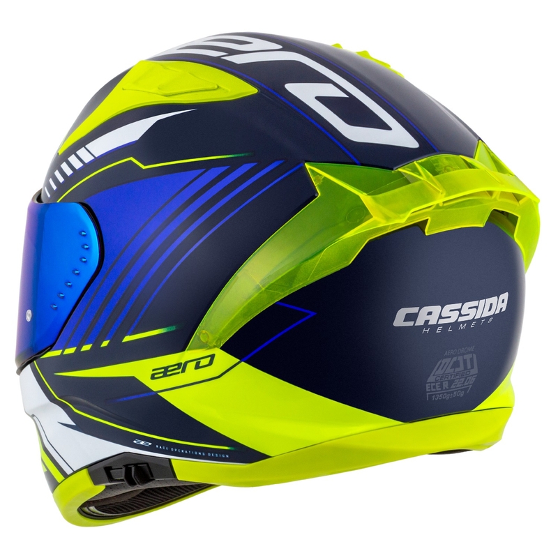 Cassida Aero Drome zárt motoros sisak kék-fluo sárga-világoskék-fehér