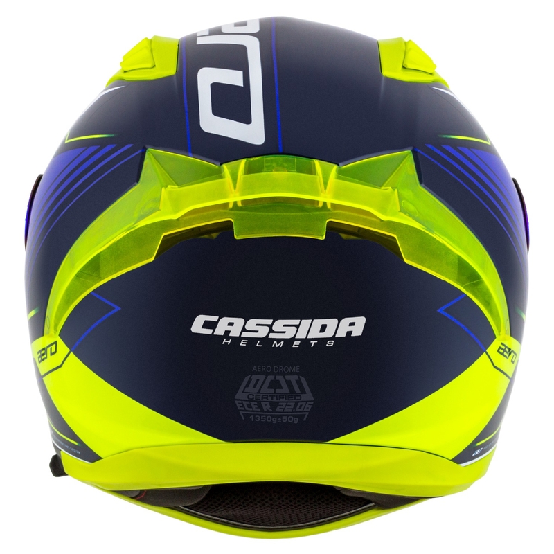 Cassida Aero Drome zárt motoros sisak kék-fluo sárga-világoskék-fehér