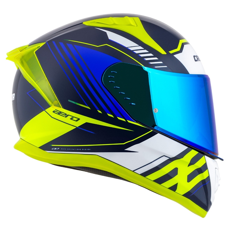 Cassida Aero Drome zárt motoros sisak kék-fluo sárga-világoskék-fehér