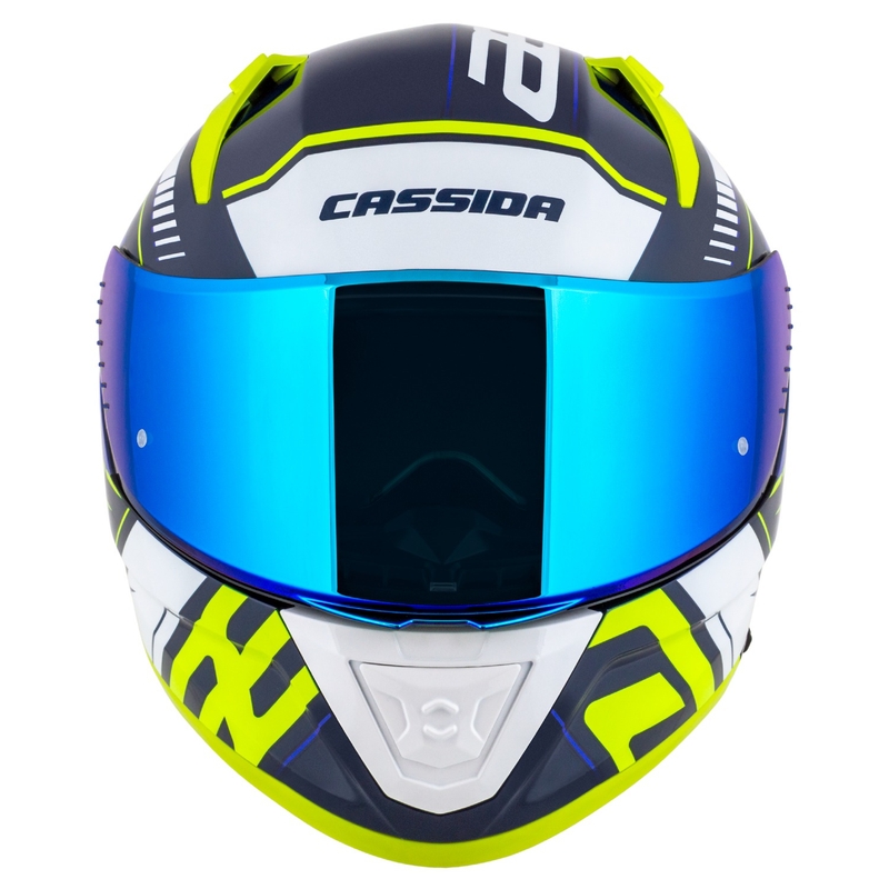 Cassida Aero Drome zárt motoros sisak kék-fluo sárga-világoskék-fehér