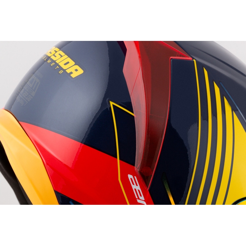 Cassida Aero Drome zárt motoros sisak kék-fluo sárga-narancssárga-piros-világoskék-fehér