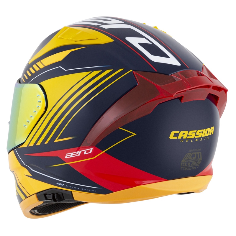 Cassida Aero Drome zárt motoros sisak kék-fluo sárga-narancssárga-piros-világoskék-fehér