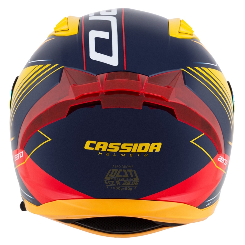 Cassida Aero Drome zárt motoros sisak kék-fluo sárga-narancssárga-piros-világoskék-fehér
