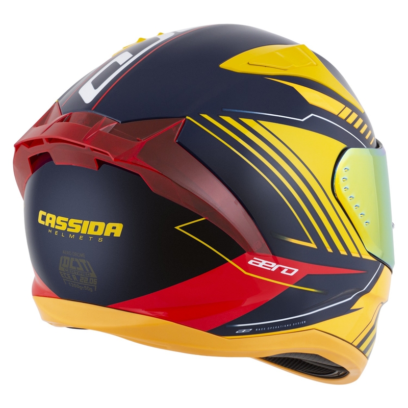 Cassida Aero Drome zárt motoros sisak kék-fluo sárga-narancssárga-piros-világoskék-fehér