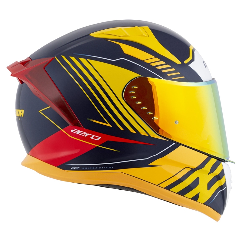 Cassida Aero Drome zárt motoros sisak kék-fluo sárga-narancssárga-piros-világoskék-fehér