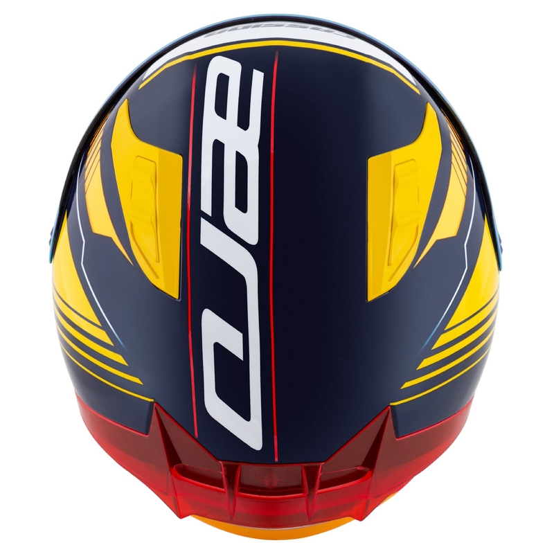 Cassida Aero Drome zárt motoros sisak kék-fluo sárga-narancssárga-piros-világoskék-fehér
