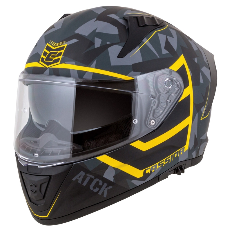 Cassida Aero ATCK zárt motorkerékpár sisak camo szürke-fekete-fluo sárga