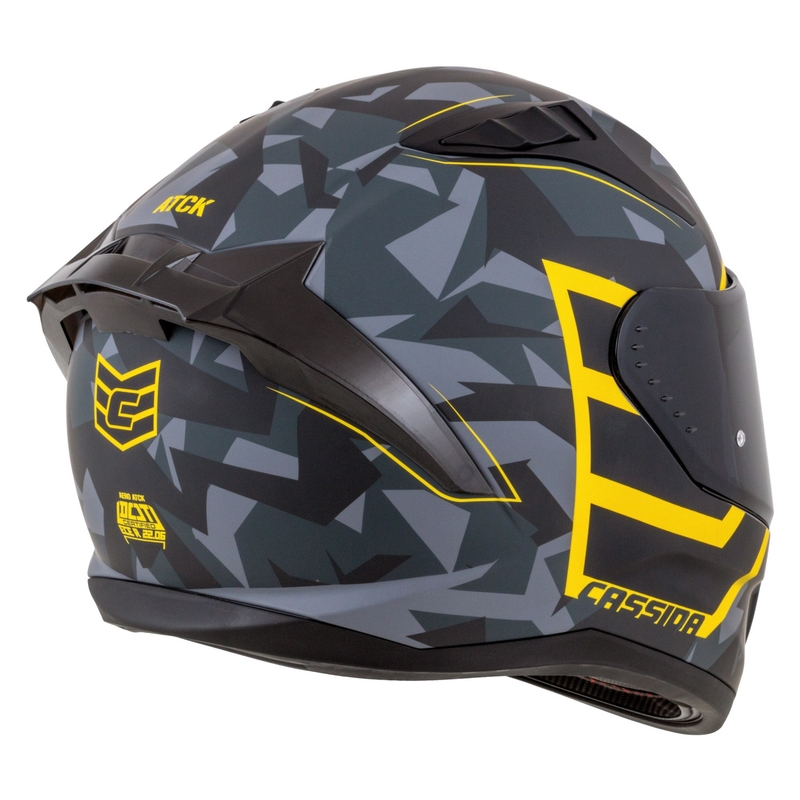 Cassida Aero ATCK zárt motorkerékpár sisak camo szürke-fekete-fluo sárga