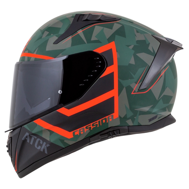 Cassida Aero ATCK zárt motorkerékpár sisak camo zöld-fekete-szürke-narancssárga