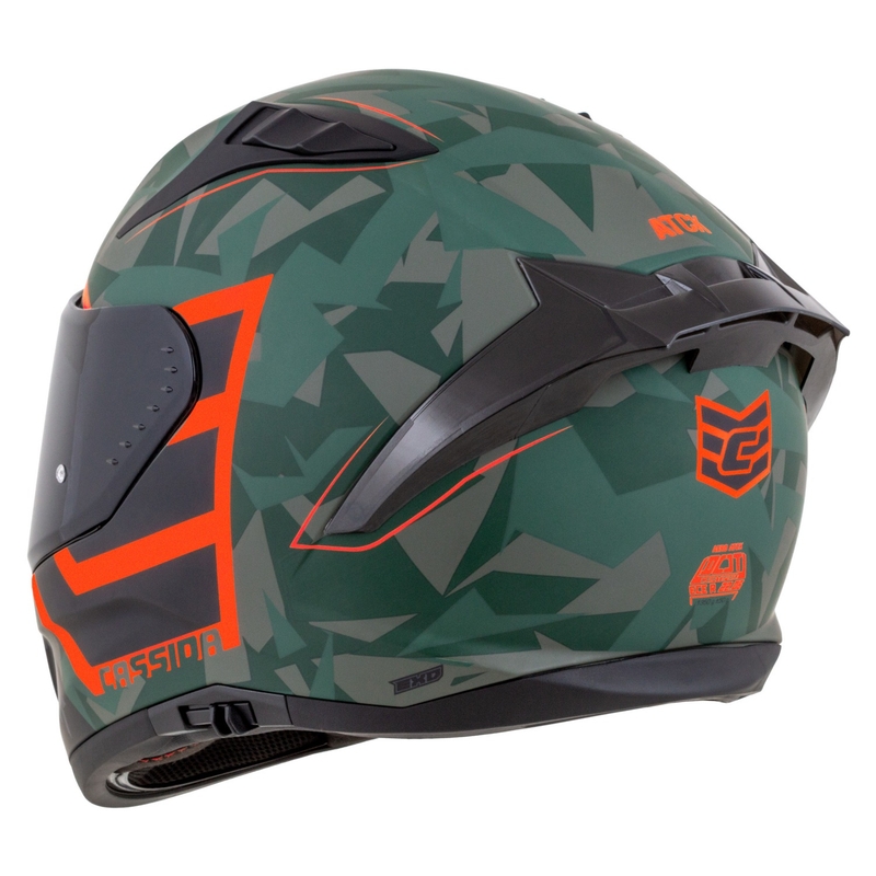 Cassida Aero ATCK zárt motorkerékpár sisak camo zöld-fekete-szürke-narancssárga