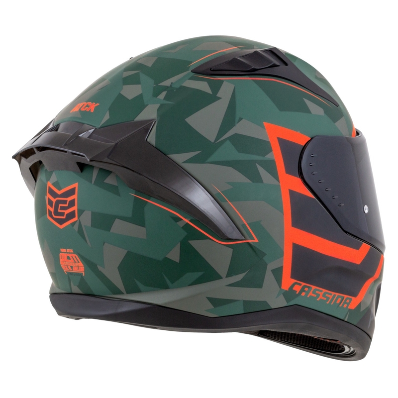 Cassida Aero ATCK zárt motorkerékpár sisak camo zöld-fekete-szürke-narancssárga