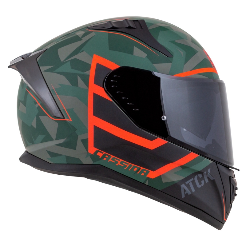 Cassida Aero ATCK zárt motorkerékpár sisak camo zöld-fekete-szürke-narancssárga