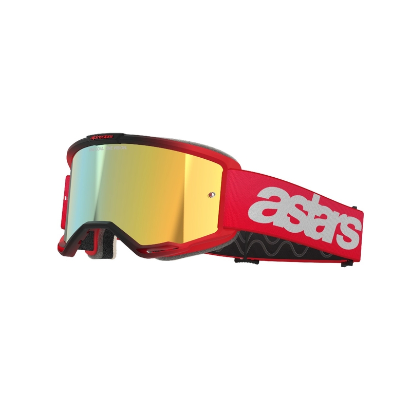 Alpinestars Vision 5 Blaze motokrossz szemüveg piros, arany tükrös plexivel
