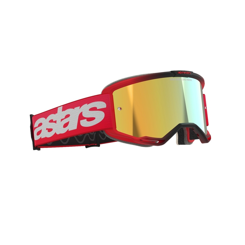 Alpinestars Vision 5 Blaze motokrossz szemüveg piros, arany tükrös plexivel