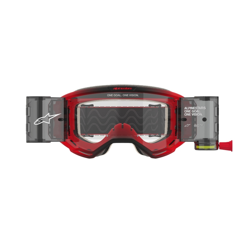 Alpinestars Vision 5 Blaze ROLL-OFF Wide Vision motokrossz szemüveg piros, átlátszó plexivel