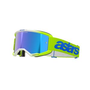 Alpinestars Vision 5 Blaze motokrossz szemüveg fluo sárga-kék, kék tükrös plexivel