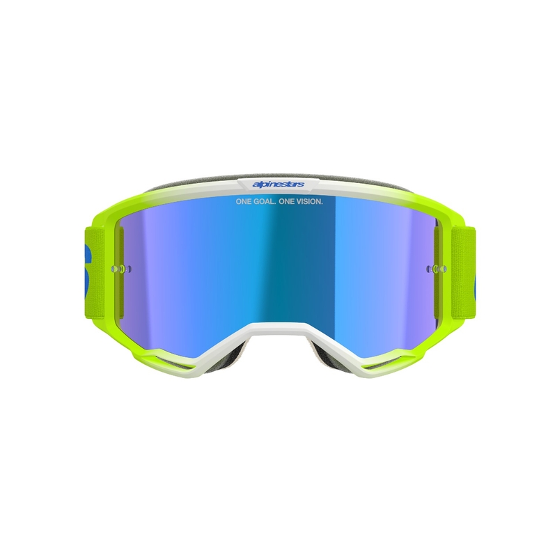 Alpinestars Vision 5 Blaze motokrossz szemüveg fluo sárga-kék, kék tükrös plexivel