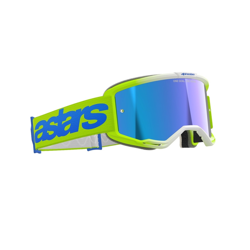 Alpinestars Vision 5 Blaze motokrossz szemüveg fluo sárga-kék, kék tükrös plexivel
