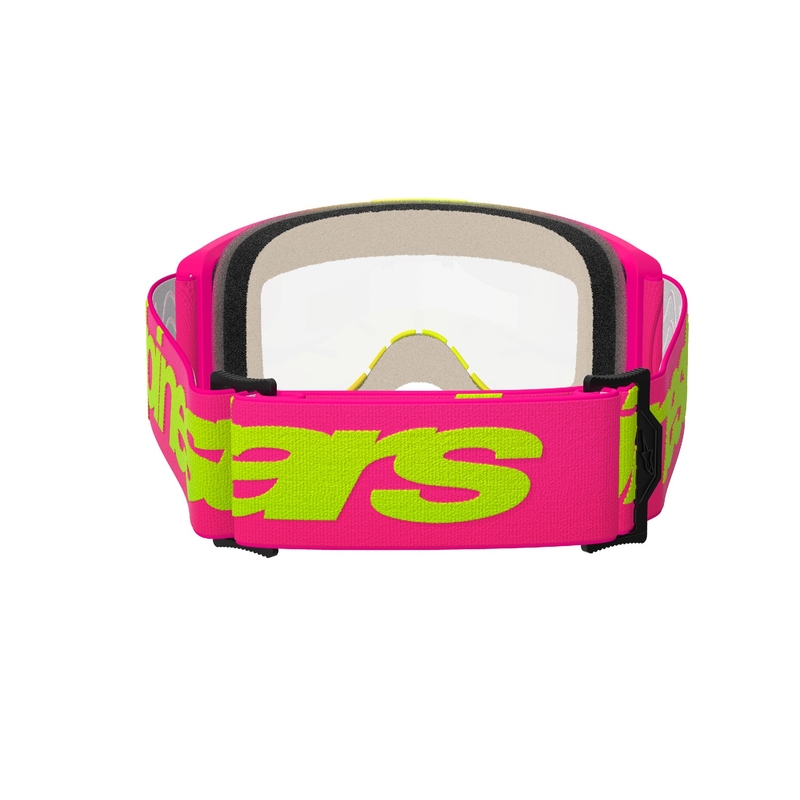 Alpinestars Vision 5 Wordmark motokrossz szemüveg rózsaszín-fluo sárga, átlátszó plexivel