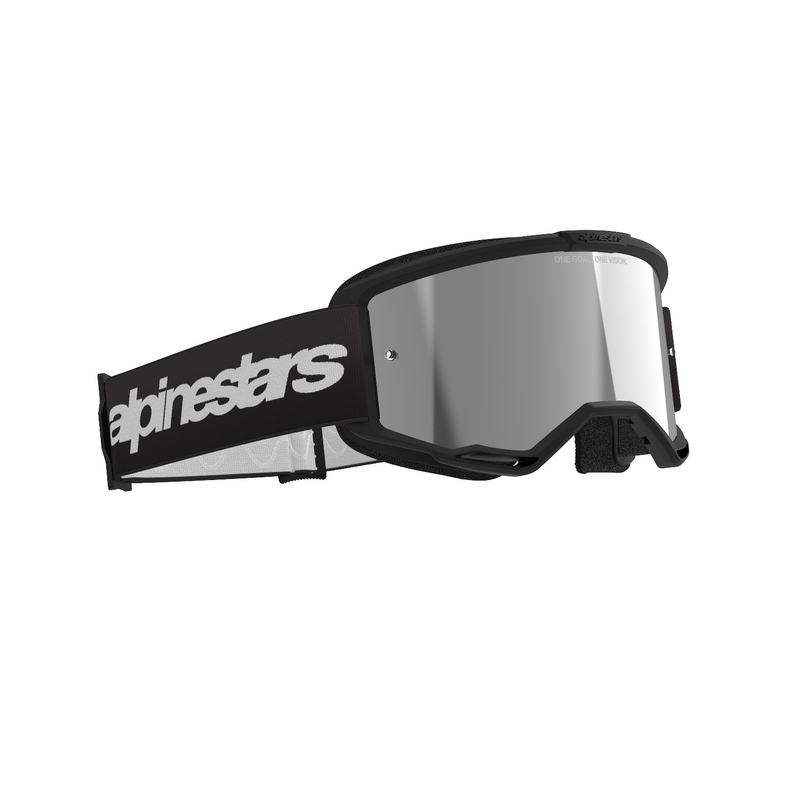 Alpinestars Vision 3 Wordmark motokrossz szemüveg fekete, ezüst tükrös plexivel