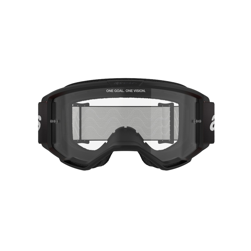 Alpinestars Vision 3 Wordmark motokrossz szemüveg fekete, átlátszó plexivel