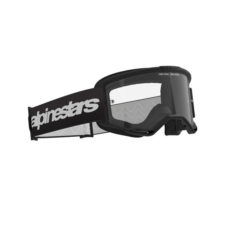 Alpinestars Vision 3 Wordmark motokrossz szemüveg fekete, átlátszó plexivel