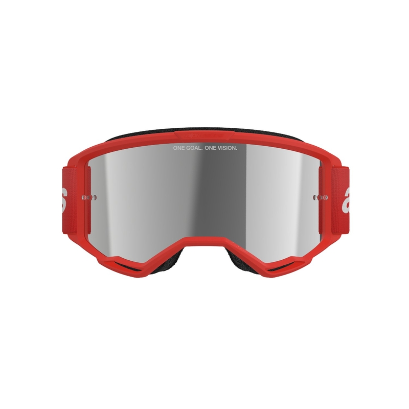 Alpinestars Vision 3 Wordmark motokrossz szemüveg piros, ezüst tükrös plexivel kiárusítás