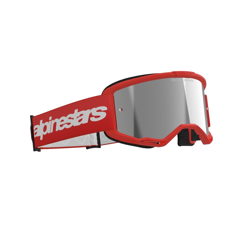 Alpinestars Vision 3 Wordmark motokrossz szemüveg piros, ezüst tükrös plexivel kiárusítás