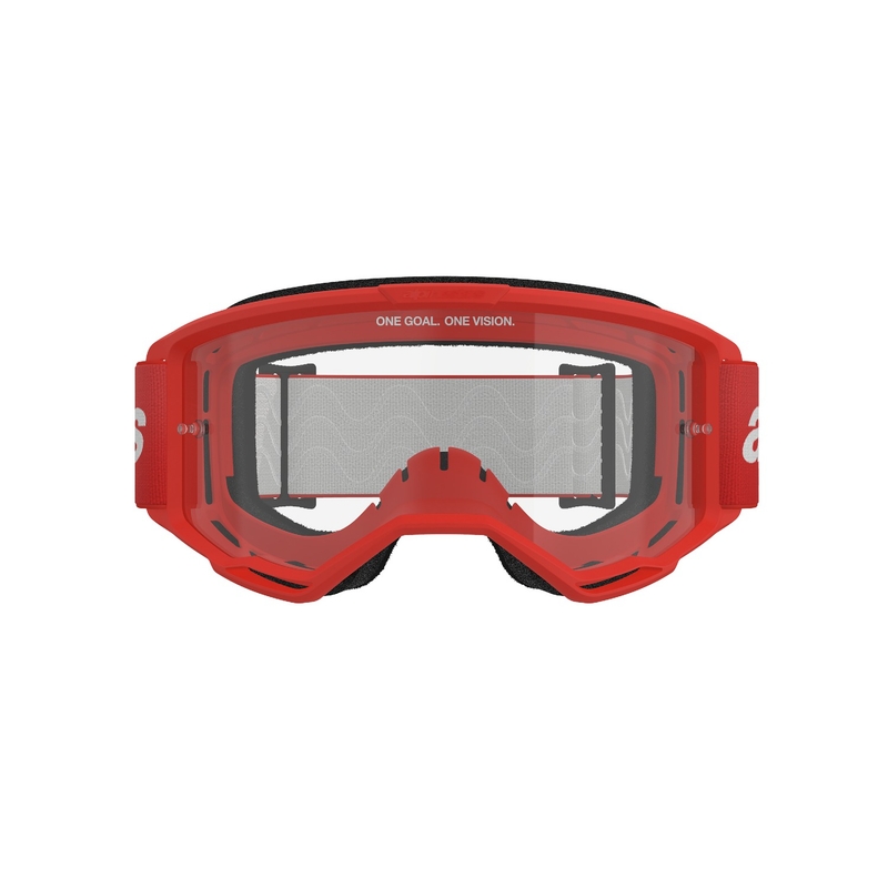 Alpinestars Vision 3 Wordmark motokrossz szemüveg piros, átlátszó plexivel