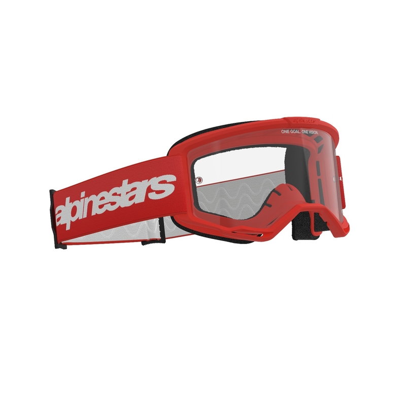 Alpinestars Vision 3 Wordmark motokrossz szemüveg piros, átlátszó plexivel