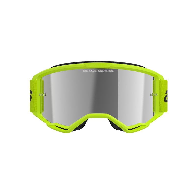 Alpinestars Vision 3 Wordmark motokrossz szemüveg fluo sárga, ezüst tükrös plexivel