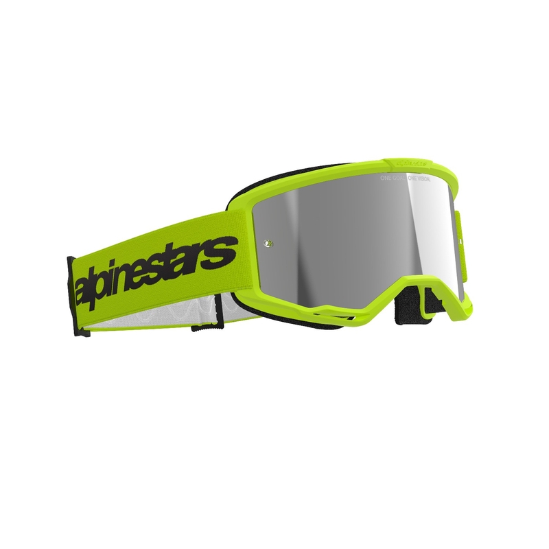 Alpinestars Vision 3 Wordmark motokrossz szemüveg fluo sárga, ezüst tükrös plexivel