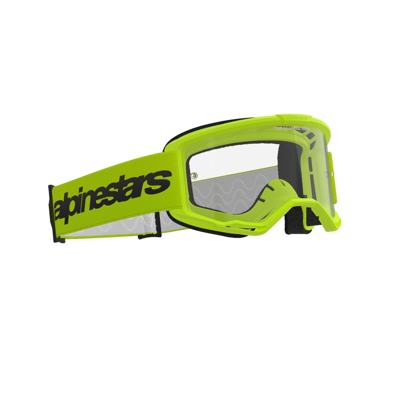 Alpinestars Vision 3 Wordmark motokrossz szemüveg fluo sárga, átlátszó plexivel