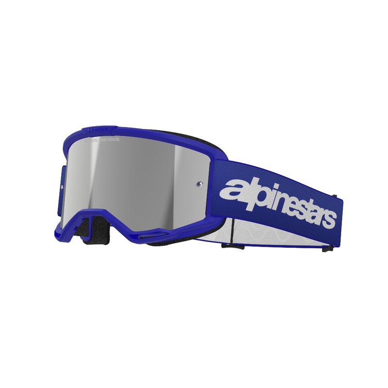 Alpinestars Vision 3 Wordmark motokrossz szemüveg kék, ezüst tükrös plexivel