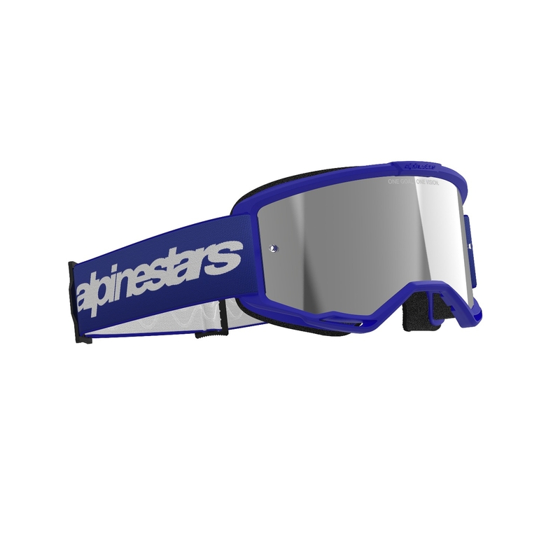 Alpinestars Vision 3 Wordmark motokrossz szemüveg kék, ezüst tükrös plexivel
