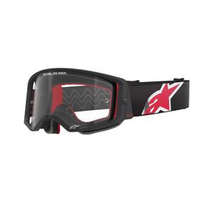 Alpinestars Supertech Corp motocross szemüveg fekete-piros, átlátszó plexivel