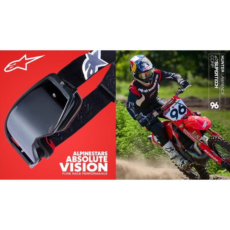 Alpinestars Supertech Corp motocross szemüveg fekete-piros, átlátszó plexivel