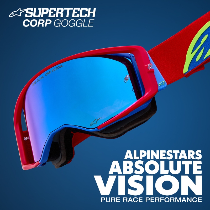 Alpinestars Supertech Corp motocross szemüveg fekete-szürke, átlátszó plexivel