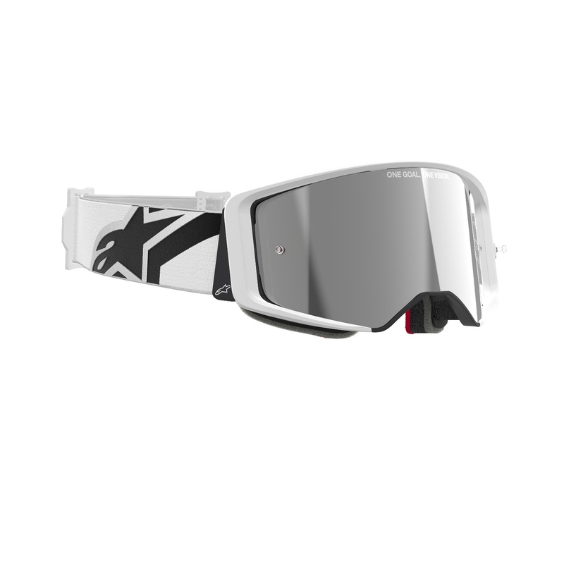 Alpinestars Supertech Corp motocross szemüveg fehér, tükörezüst plexivel