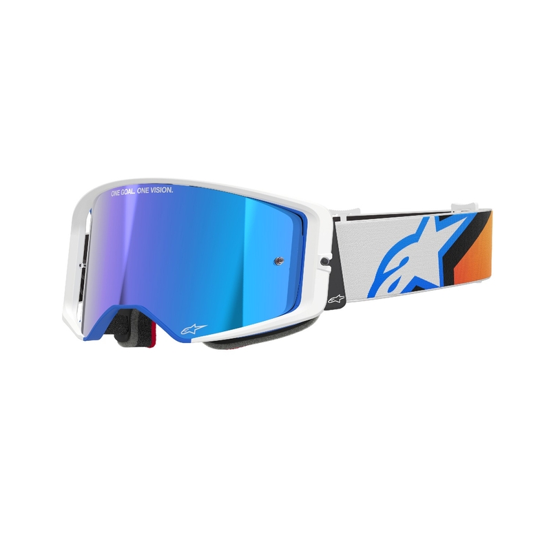 Alpinestars Supertech Corp motocross szemüveg kék-narancssárga, tükörkék plexivel