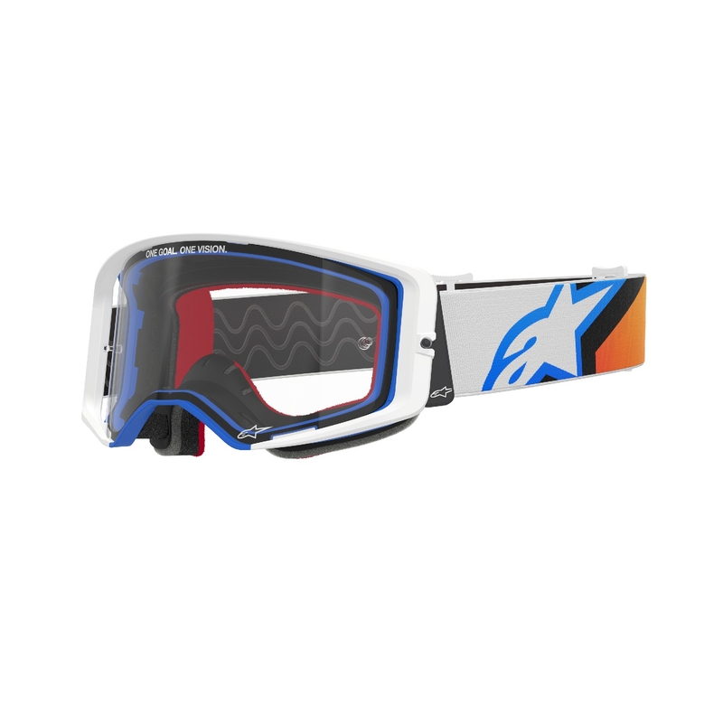 Alpinestars Supertech Corp motocross szemüveg kék-narancssárga, átlátszó plexivel kiárusítás