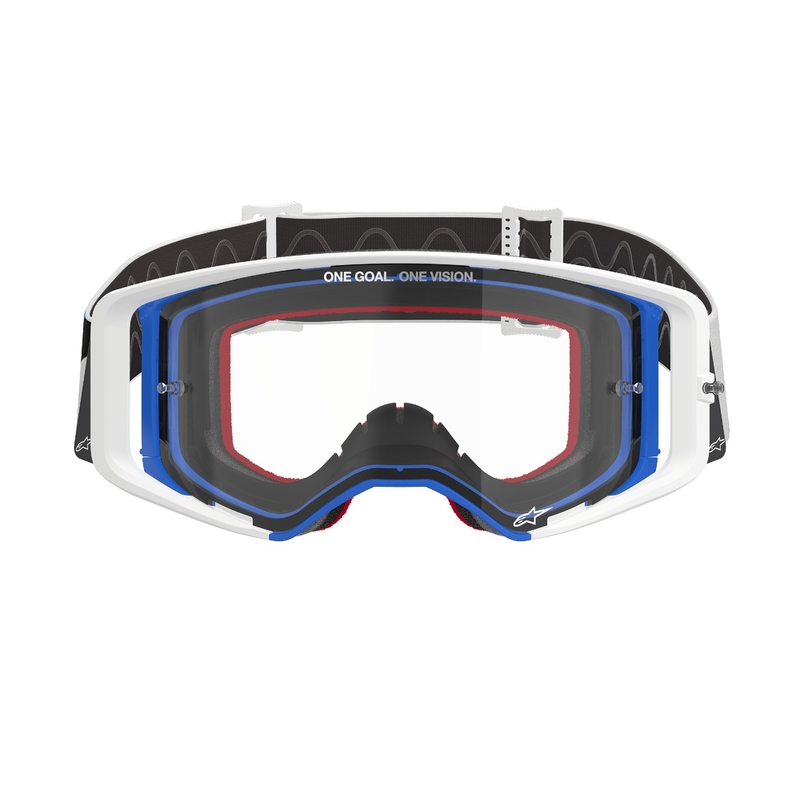 Alpinestars Supertech Corp motocross szemüveg kék-narancssárga, átlátszó plexivel kiárusítás