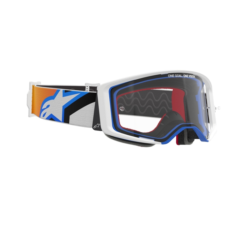 Alpinestars Supertech Corp motocross szemüveg kék-narancssárga, átlátszó plexivel kiárusítás