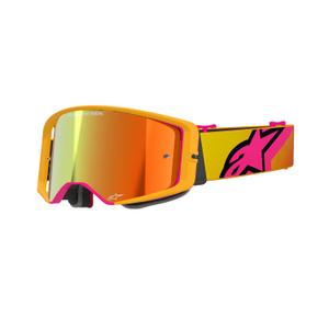 Alpinestars Supertech Corp motocross szemüveg sárga-rózsaszín, tükörpiros plexivel