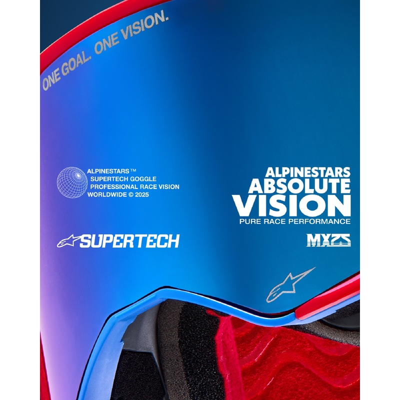 Alpinestars Supertech Corp motocross szemüveg sárga-rózsaszín, tükörpiros plexivel
