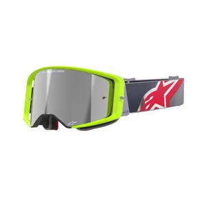 Alpinestars Supertech Corp motocross szemüveg fluo sárga-piros, tükörezüst plexivel