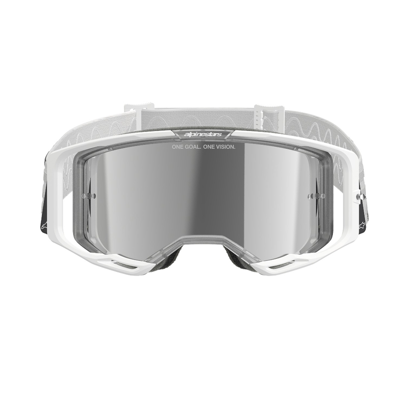 Alpinestars Vision 8 Corp motokrossz szemüveg fehér, tükörezüst plexivel